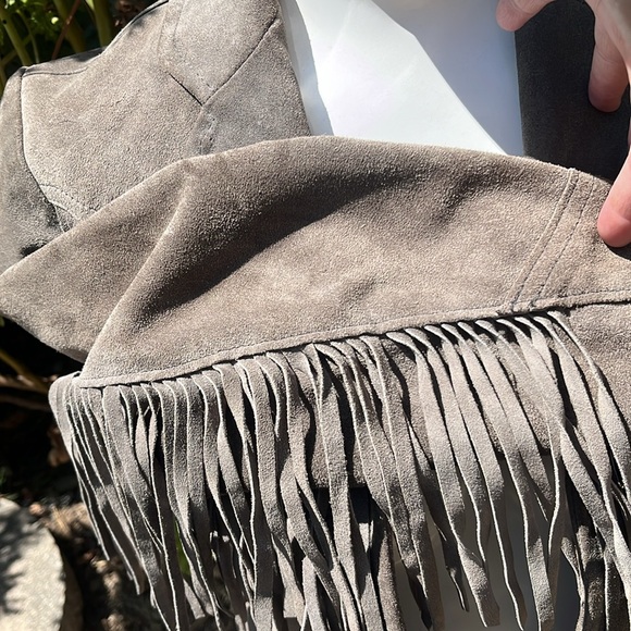 PIONEER Taupe Suede Fringe Blazer - Picture 4 of 12